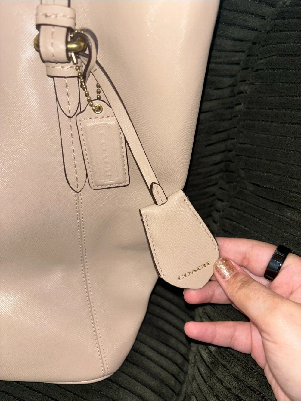 Coach Peyton Carryall Beige Tan Leather Tote with Gold Hardware